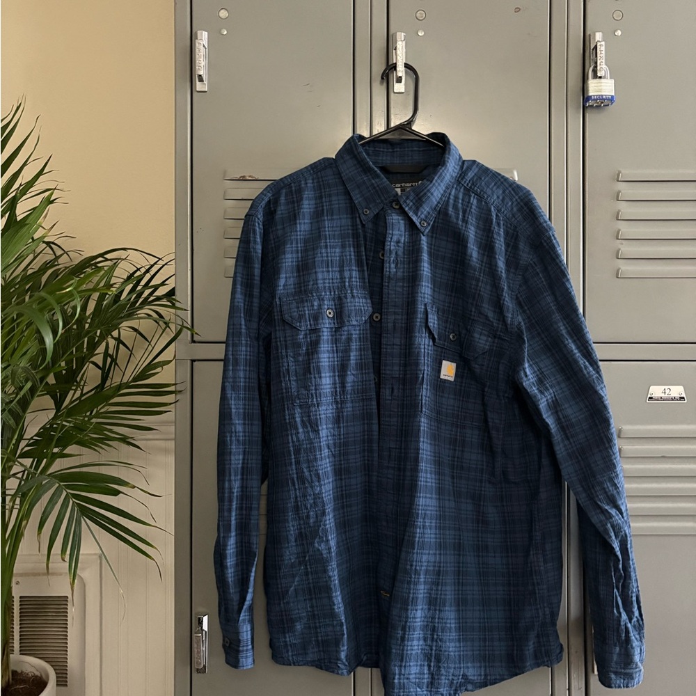 Carhartt Men's Loose Fit Midweight Chambray Long-Sleeve Plaid Shirt